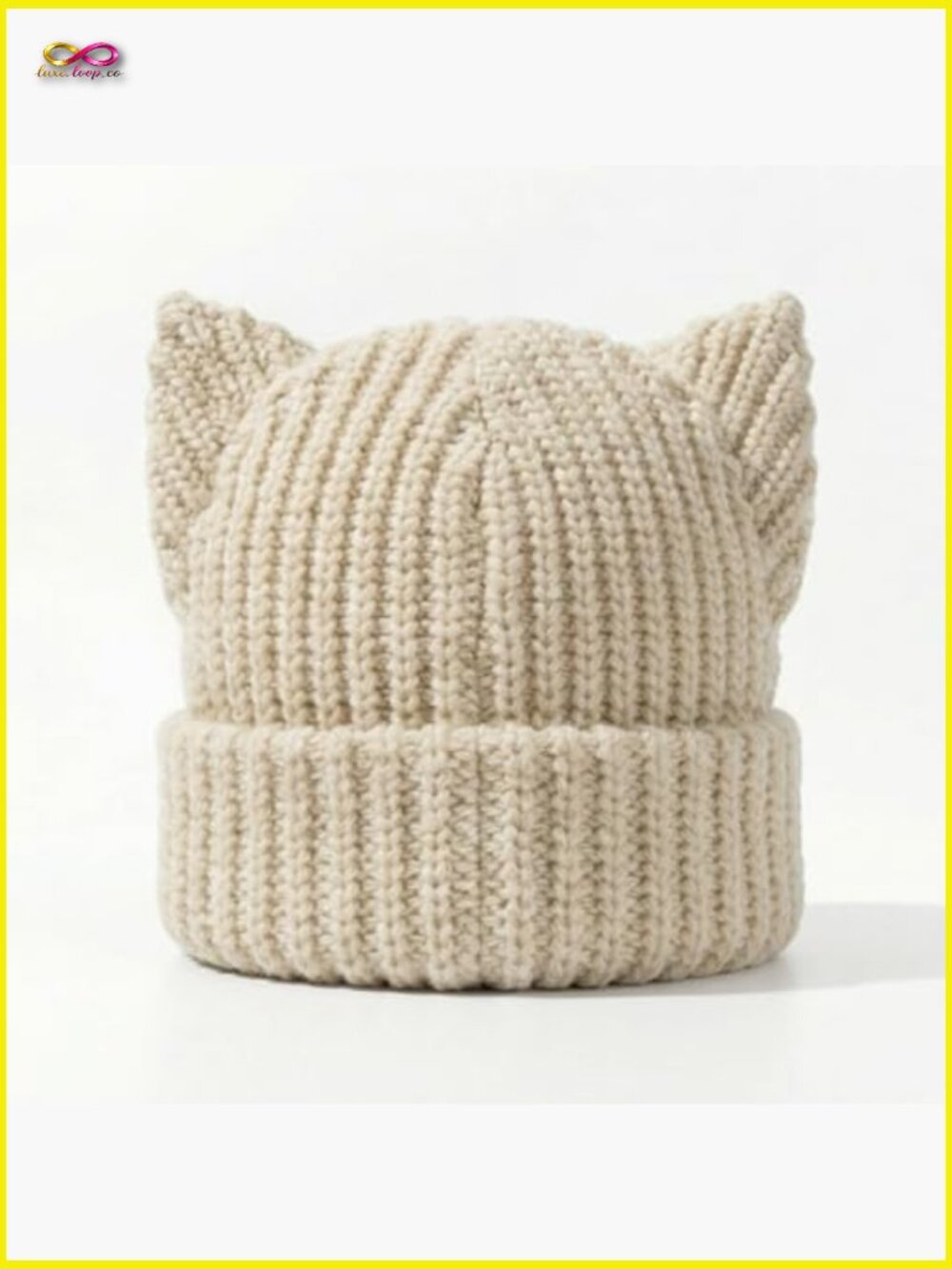 Cat Ear Beanie Y2K Cute Knit Hat with Ears Warm Crochet Skull Cap - Picture 3 of 6